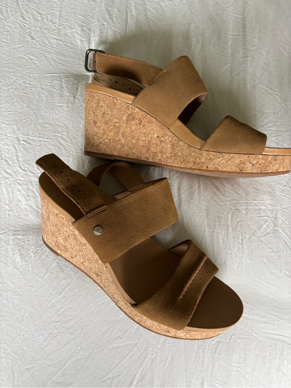 UGG Tan Cork Wedge Sandals